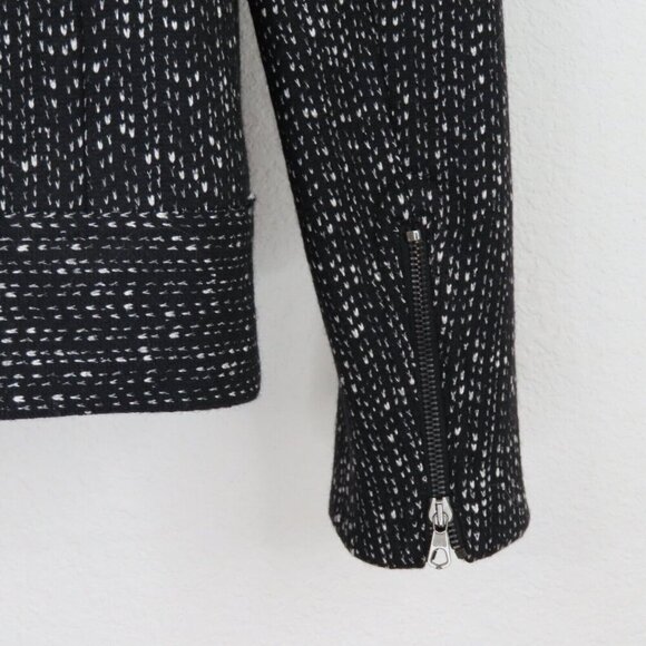 Rag & Bone Womens 6 Black Blue Wool Tweed Jacket Accent Snap Closure Zip Pockets - Picture 5 of 11